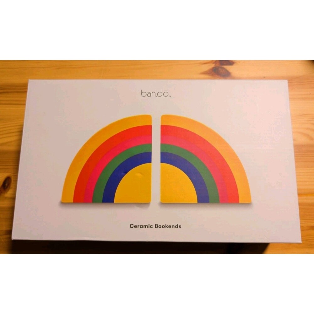 ban.do Rainbow Ceramic Bookends 2301825 6" Bando Designs 2023 New In Box